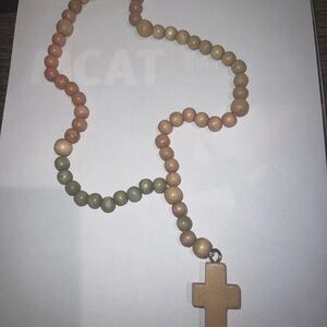 Chunky Colorful Dyed Wood Rosary Prayer Beads AD